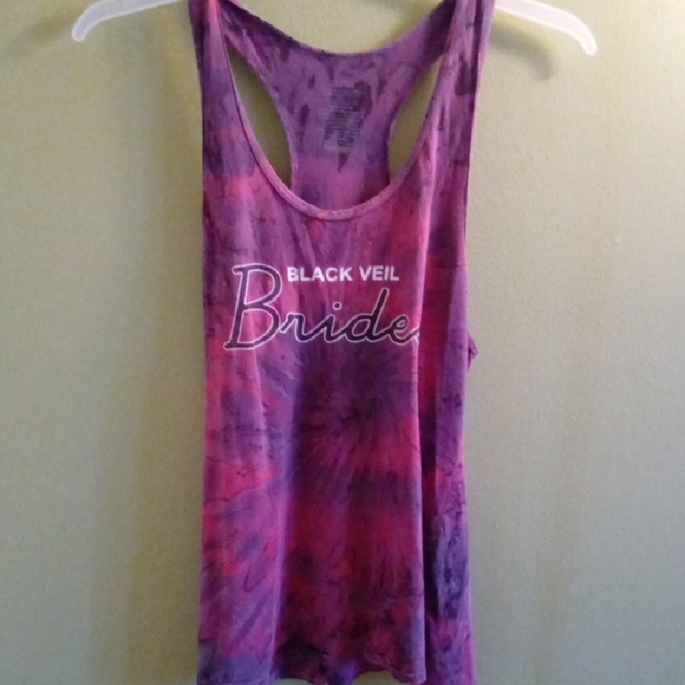 Womans XL Black Veil Brides Tribe Purple and Pink Tie-Dye Sleeveless Tank Top